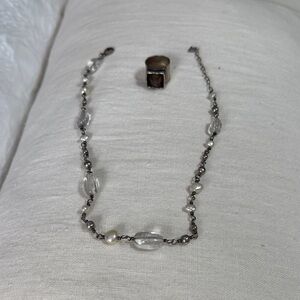 Silpada Clear Bead and Pearl Necklace in Silver-Tone